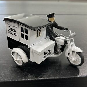 Sees Candies Metal Motorcycle with Side-Cart and Plastic Rider